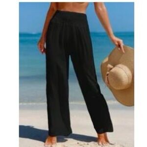 Women’s Wide-Leg Black Beach Pants